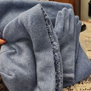 St. John Collection Blue Scarf and Gloves Set